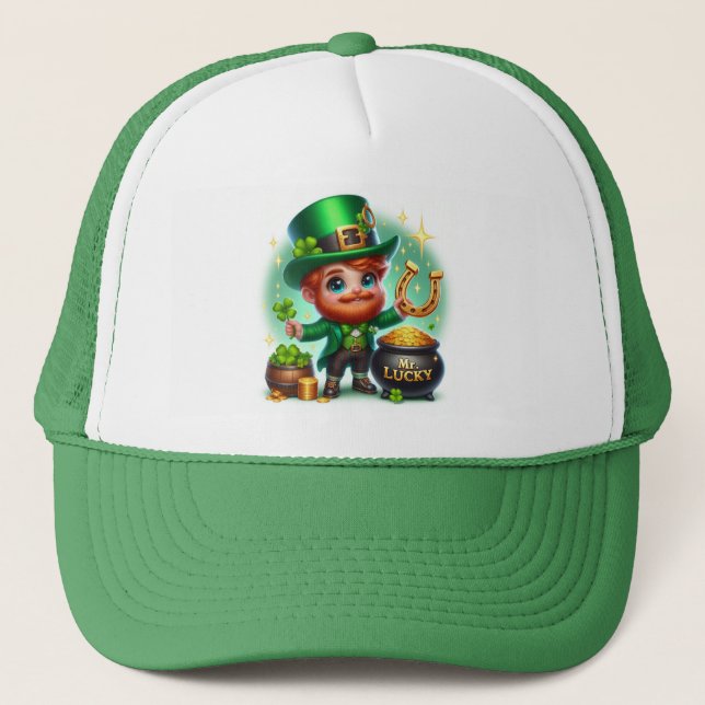 Gorra De Camionero Sr. Lucky St Patrick's Day Leprechaun (Anverso)