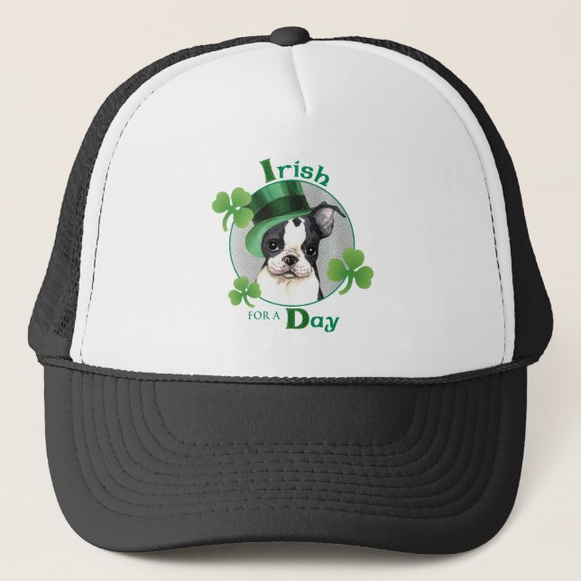 Gorra De Camionero St. Patrick's Day Boston Terrier (Anverso)