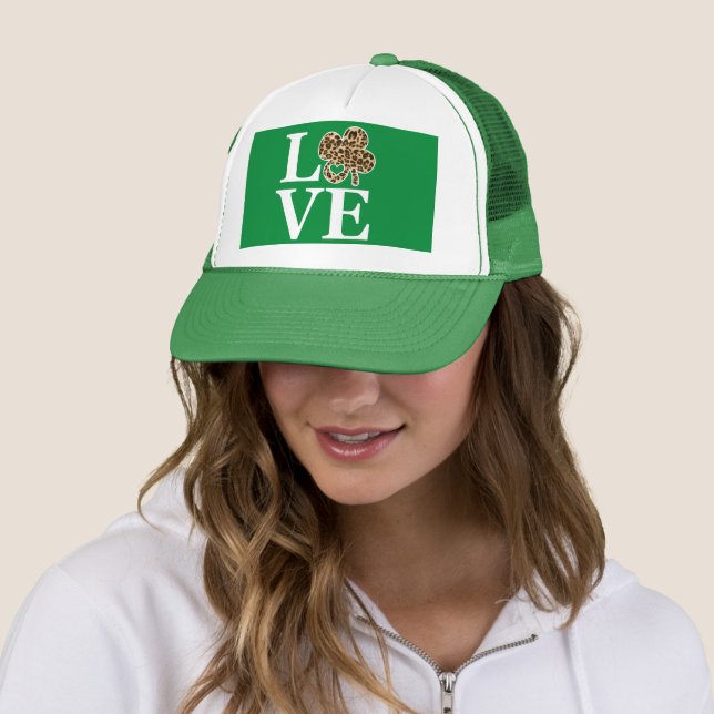 Gorra De Camionero St Patricks Day Leopard Love Shamrock (In situ)