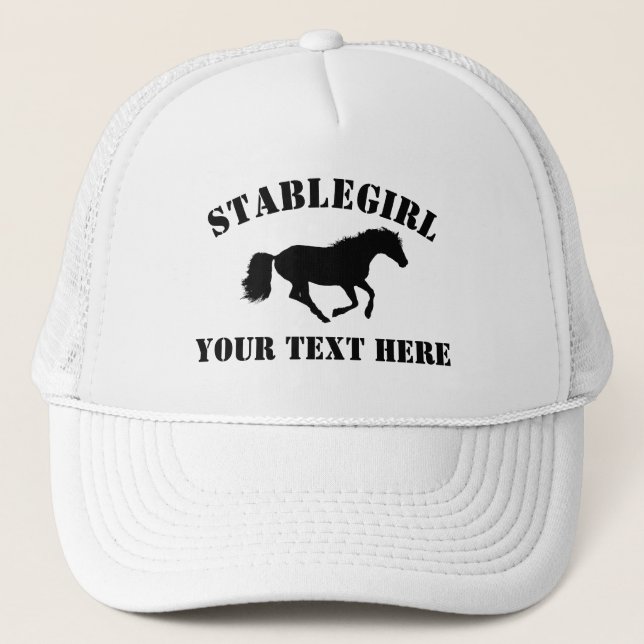 Gorra De Camionero Stablegirl con texto de caballo y personalizado (Anverso)