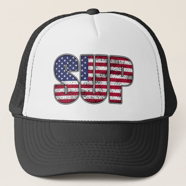 Gorra De Camionero Standup Paddling SUP Bandera Americana (Anverso)
