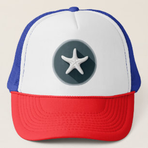 Gorra De Camionero Starfish blanco en el círculo negro
