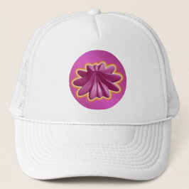 Gorra De Camionero Starfish Geométrico Rosa Con Aura Amarillo Brillan