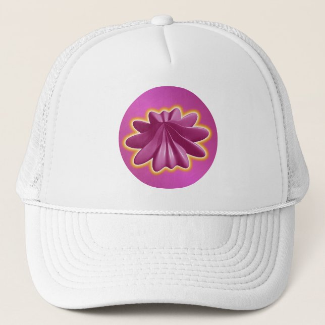 Gorra De Camionero Starfish Geométrico Rosa Con Aura Amarillo Brillan (Anverso)
