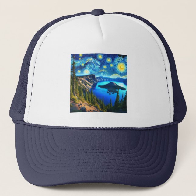 Gorra De Camionero Starry Night Crater Lake National Park (Anverso)
