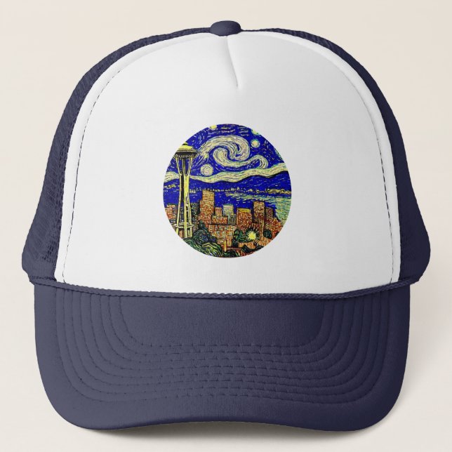 Gorra De Camionero Starry Night Seattle Washington (Anverso)