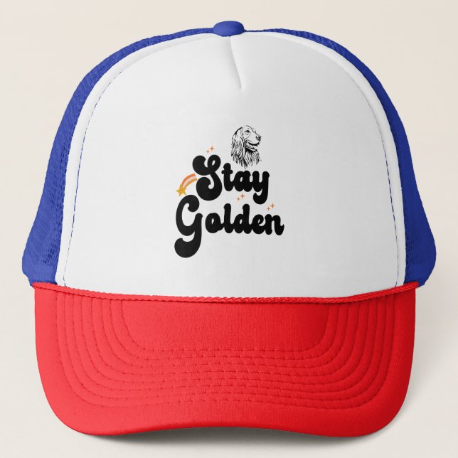 Gorra De Camionero Stay Golden Groovy Retriever Dog Animal Pet Lover (Anverso)