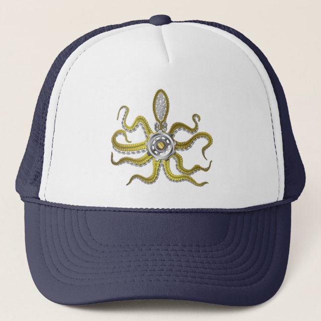 Gorra De Camionero Steampunk Gears Octopus Kraken (Anverso)
