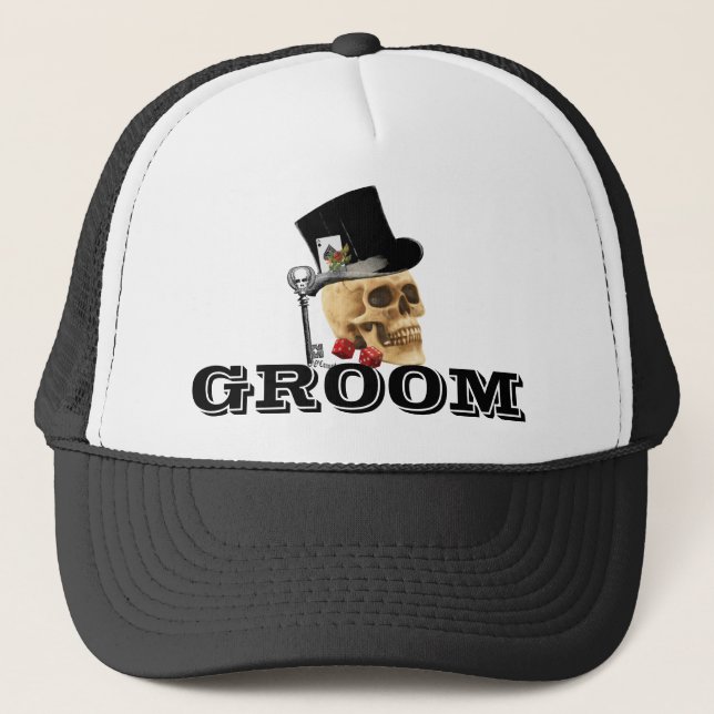 Gorra De Camionero Steampunk gothic gambling skull groom (Anverso)