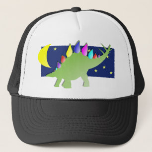 Gorra De Camionero Stegosaurus en la noche con la luna y las