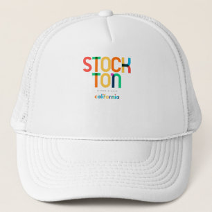 Gorra De Camionero Stockton California de mediados de siglo, Arte Pop