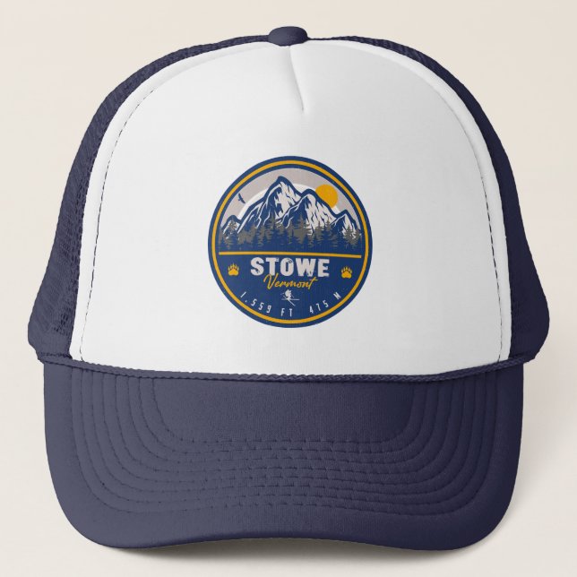 Gorra De Camionero Stowe Mountain Vermont Retro Sunset Skvenir (Anverso)
