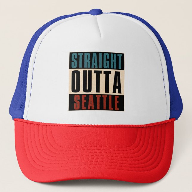 Gorra De Camionero Straight Outta Seattle Washington WA Estados Unido (Anverso)