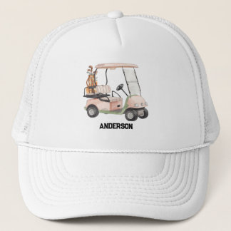 Gorra De Camionero Stylish Golf Cart & Clubs Monogram Trucker Ha