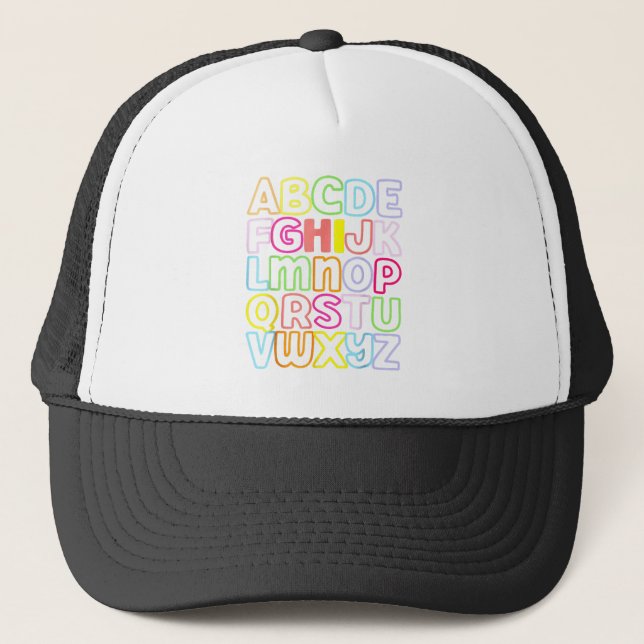 Gorra De Camionero Su Alfabeto De Vuelta A La Escuela Pre K Kindergar (Anverso)
