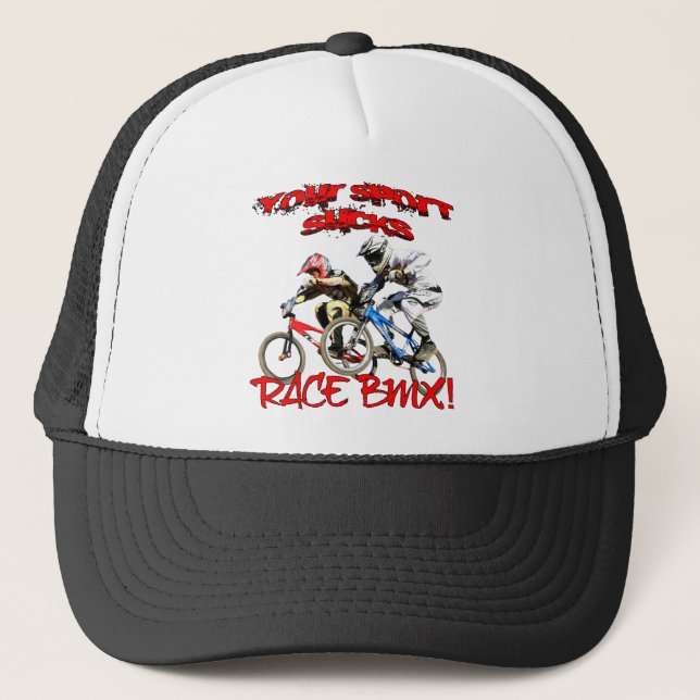 Gorra De Camionero ¡Su deporte chupa! Raza BMX (Anverso)