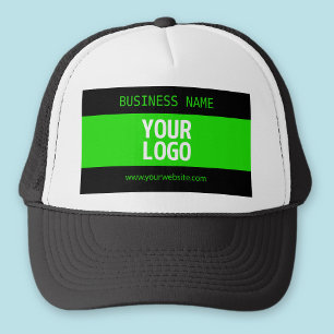 Gorra De Camionero Su logotipo o imagen negro y verde brillante
