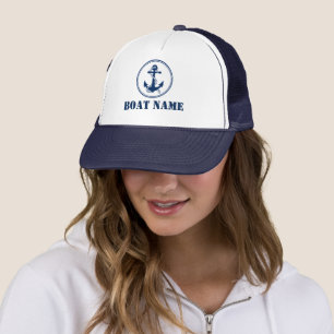 Gorra De Camionero Su nombre de barco Navy White Rope & Anchor