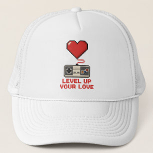 Gorra De Camionero Sube de Nivel Tu Amor, Diseño Retro de Juegos en P