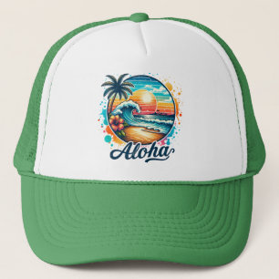 Gorra De Camionero Sublimación de Aloha de Playa Vintage
