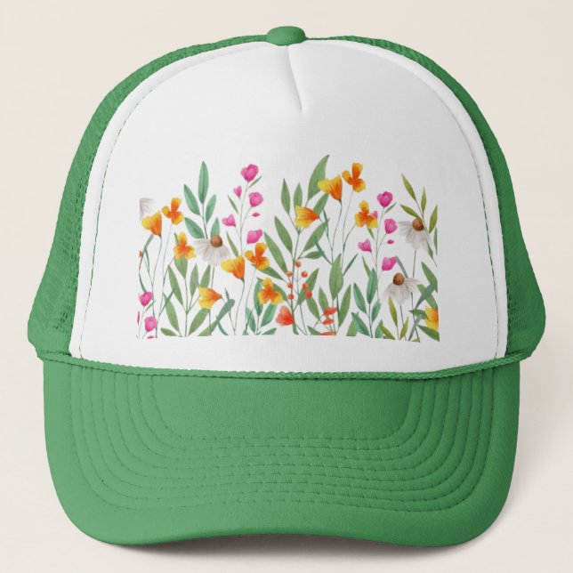 Gorra De Camionero Sublimación de flores silvestres (Anverso)