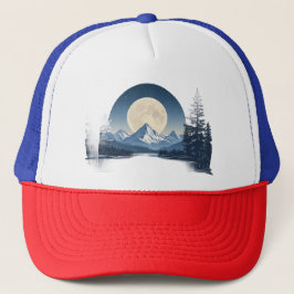 Gorra De Camionero Sudadera paisaje montañoso de luna llena
