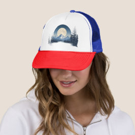 Gorra De Camionero Sudadera paisaje montañoso de luna llena