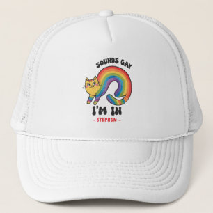Gorra De Camionero Suena gay, estoy adentro - Gato arcoiris Orgullo L