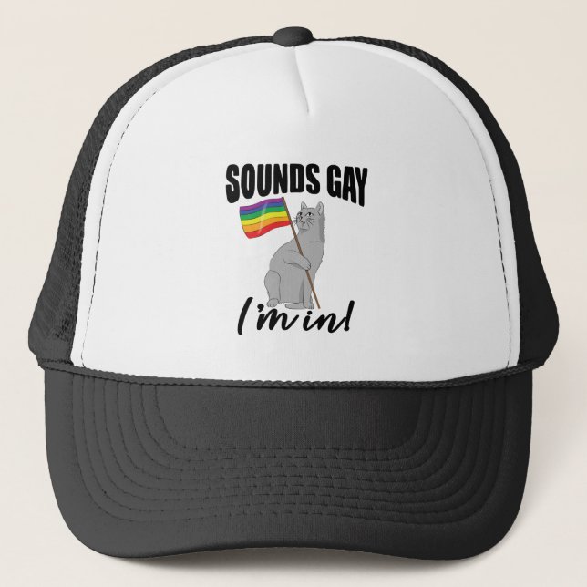 Gorra De Camionero Suena gay, estoy en gato (Anverso)