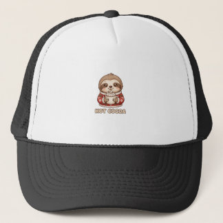 Gorra De Camionero Suéter de Navidad de Perezoso Bebiendo Chocolate C