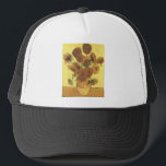 Gorra De Camionero Sunflowers de Van Gogh<br><div class="desc">Vida: Vase con quince girasoles pintando por Vincent van Gogh El expresionismo no es simplemente una forma de ver las cosas: también es una forma de hacerlas, de pintarlas. Un expresionista no pinta "plano" y en tonos puros, rompe sus tonos y los aplica con un pincel liberal. Es realmente sorprendente...</div>