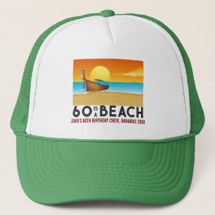 Gorra De Camionero Sunset Beach 60th 70th Cumpleaños Crew Squad Camio