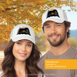 Gorra De Camionero Sunset Horse Silhouette Rústico Estilo Ecuestre