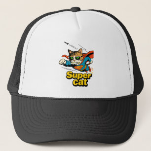 Gorra De Camionero Super Gato Vuela con Pescado