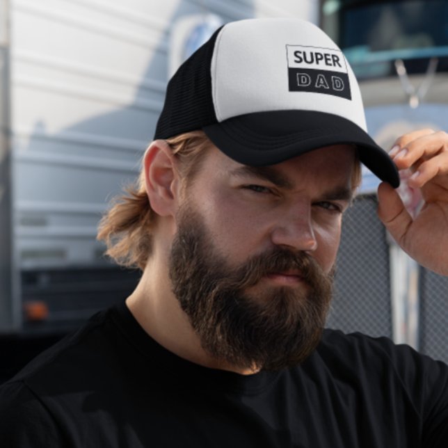 Gorra De Camionero Super Papá | Papá Blanco Y Negro (Subido por el creador)