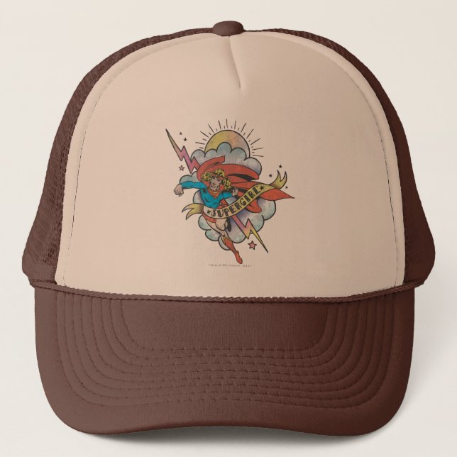 Gorra De Camionero Supergirl Flying Lightning Tattoo (Anverso)