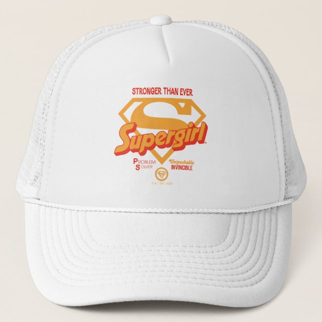 Gorra De Camionero Supergirl más fuerte que nunca retro gráfico (Anverso)
