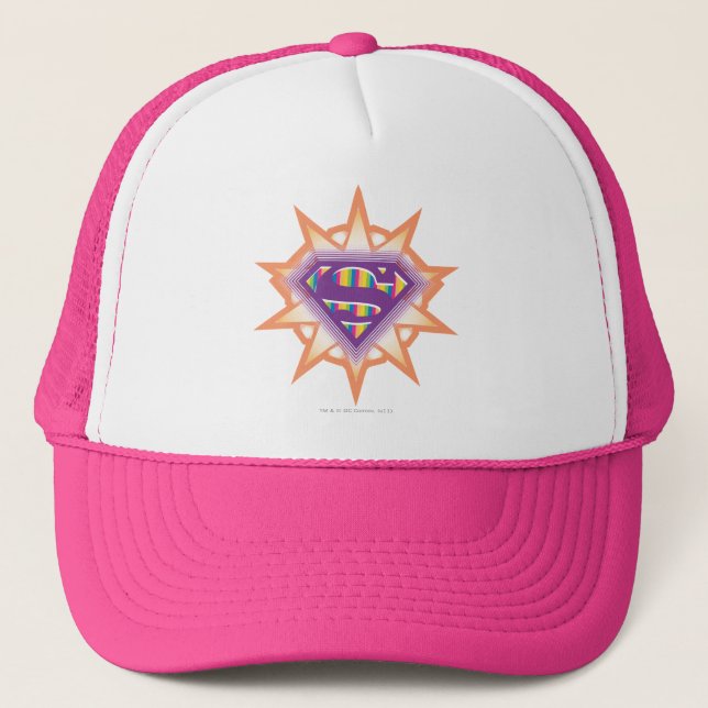 Gorra De Camionero Supergirl Naranja Starburst (Anverso)