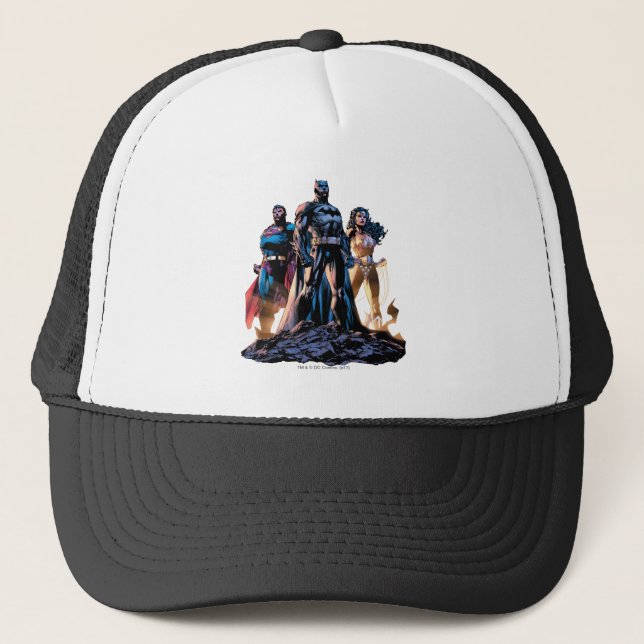 Gorra De Camionero Superman, Batman y la Trinidad de la Mujer Maravil (Anverso)