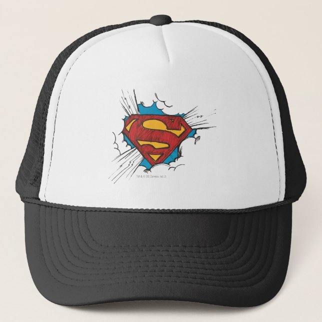 Gorra De Camionero Superman S-Shield | Logo Dentro de las nubes (Anverso)