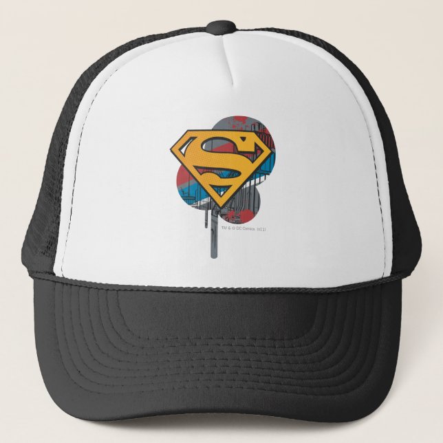 Gorra De Camionero Superman S-Shield | Naranja con pintura (Anverso)