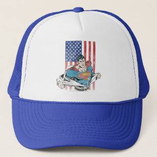 Gorra De Camionero Superman y bandera de los Estados Unidos