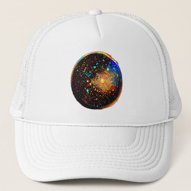 Gorra De Camionero Surco cósmico: corte de león retro disco (Anverso)