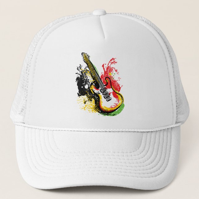 Gorra De Camionero Surco retro vibrante: salpicón de guitarra eléctri (Anverso)