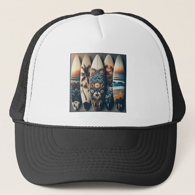 Gorra De Camionero Surfboards Pintadas de Hawái (Anverso)