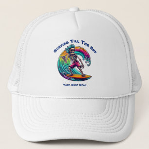 Gorra De Camionero Surfista De Esqueleto En Ola