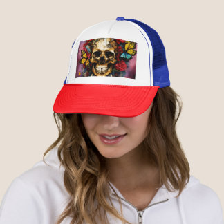 Gorra De Camionero "Surrealismo Steampunk: Cráneo Basquiat-Inspirado 