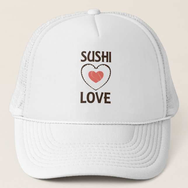 Gorra De Camionero Sushi Love Heart Rice Salmon Favorito (Anverso)