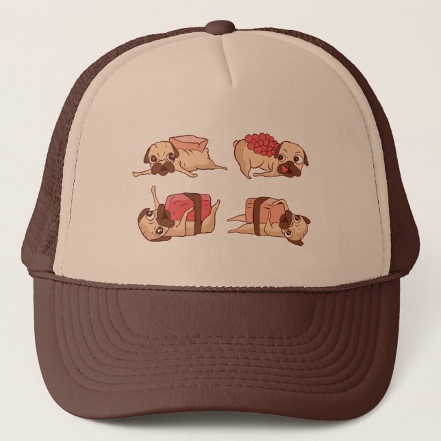Gorra De Camionero Sushi Pugs (Anverso)
