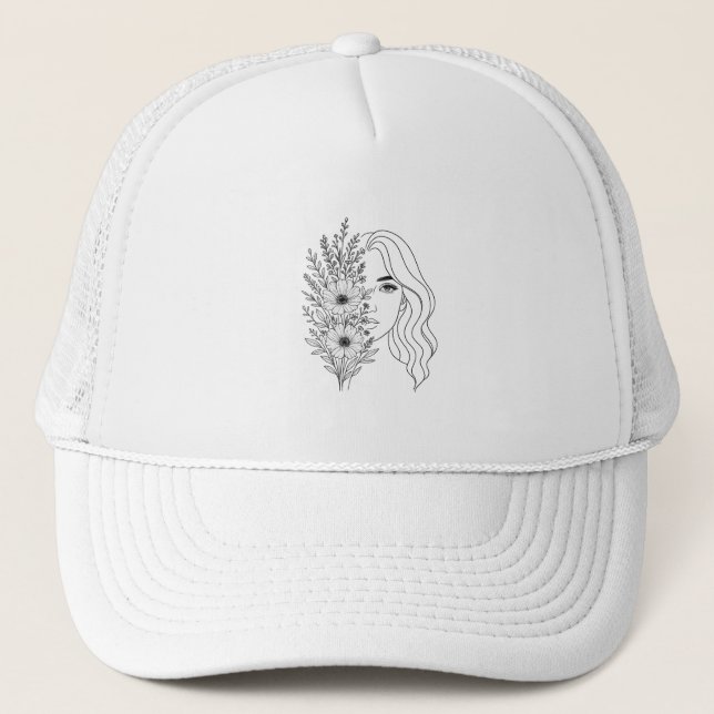 Gorra De Camionero Susurros de la naturaleza - Belleza femenina en fl (Anverso)